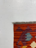 27695 - Kelim Hand-Woven/Flat-Weaved/Afghan Kelim/Carpet Modern/Nomadic Authentic/Size: 4'2" x 2'6"/127 cm × 76 cm