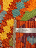 27695 - Kelim Hand-Woven/Flat-Weaved/Afghan Kelim/Carpet Modern/Nomadic Authentic/Size: 4'2" x 2'6"/127 cm × 76 cm