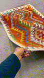 27694 - Kelim Hand-Woven/Flat-Weaved/Afghan Kelim/Carpet Modern/Nomadic Authentic/Size: 4'2" x 2'6"/127 cm × 76 cm