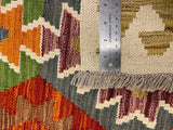 27694 - Kelim Hand-Woven/Flat-Weaved/Afghan Kelim/Carpet Modern/Nomadic Authentic/Size: 4'2" x 2'6"/127 cm × 76 cm