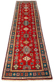26009-Kazak Hand-Knotted/Handmade Afghan Rug/Carpet Tribal/Nomadic Authentic/ Size: 9'10" x 2'8"/300cm x 81cm