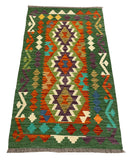 27752 - Kelim Hand-Woven/Flat-Weaved/Afghan Kelim/Carpet Modren/Nomadic Authentic/Size: 4'4" x 2'6"/132cm × 76cm