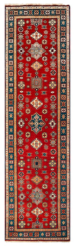 26009-Kazak Hand-Knotted/Handmade Afghan Rug/Carpet Tribal/Nomadic Authentic/ Size: 9'10" x 2'8"