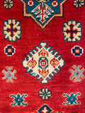 26009-Kazak Hand-Knotted/Handmade Afghan Rug/Carpet Tribal/Nomadic Authentic/ Size: 9'10" x 2'8"/300cm x 81cm
