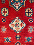 26009-Kazak Hand-Knotted/Handmade Afghan Rug/Carpet Tribal/Nomadic Authentic/ Size: 9'10" x 2'8"