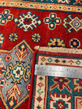 26009-Kazak Hand-Knotted/Handmade Afghan Rug/Carpet Tribal/Nomadic Authentic/ Size: 9'10" x 2'8"