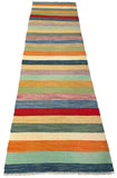 25952- Kelim Hand-Woven/Flat Weaved/Handmade Afghan /Carpet Tribal/Nomadic Authentic/Size: 9'9" x 2'7"