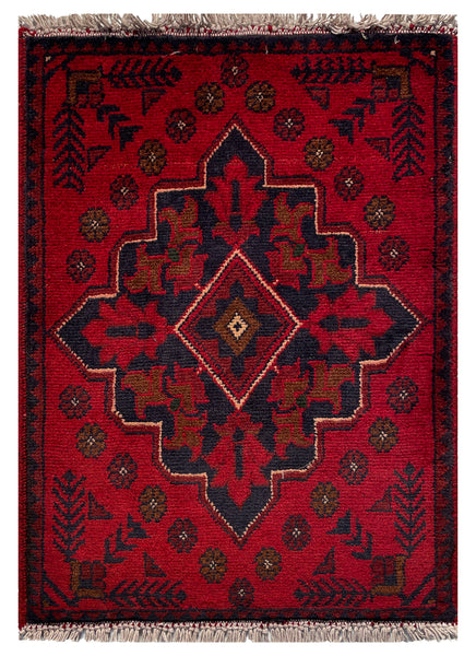 26413- Khal Mohammad Afghan Hand-Knotted Authentic/Traditional/Rug/Size: 2'0" x 1'3 "