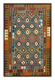 27548 - Kelim Hand-Woven/Flat-Weaved/Afghan Kelim/Carpet Modern/Nomadic Authentic/Size: 9'5" x 6'3"/287cm × 191cm
