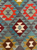 27548 - Kelim Hand-Woven/Flat-Weaved/Afghan Kelim/Carpet Modern/Nomadic Authentic/Size: 9'5" x 6'3"/287cm × 191cm