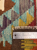 27548 - Kelim Hand-Woven/Flat-Weaved/Afghan Kelim/Carpet Modern/Nomadic Authentic/Size: 9'5" x 6'3"/287cm × 191cm