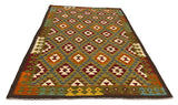 27547 - Kelim Hand-Woven/Flat-Weaved/Afghan Kelim/Carpet Modern/Nomadic Authentic/Size: 9'5" x 6'2"/287cm × 188cm