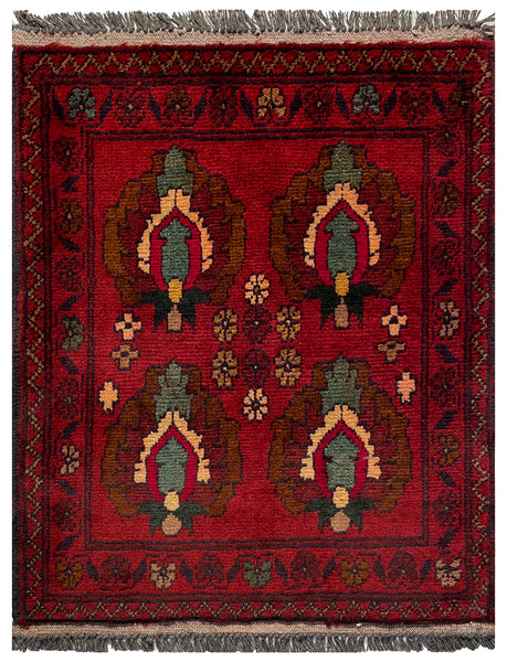 26378- Khal Mohammad Afghan Hand-Knotted Authentic/Traditional/Rug/Size: 2'0" x 1'5"