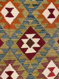 27546 - Kelim Hand-Woven/Flat-Weaved/Afghan Kelim/Carpet Modern/Nomadic Authentic/Size: 9'6" x 6'3"/290cm × 191cm