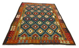 27566 - Kelim Hand-Woven/Flat-Weaved/Afghan Kelim/Carpet Modern/Nomadic Authentic/Size:  9'6" x 6'7"/290cm × 201cm