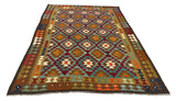 27557 - Kelim Hand-Woven/Flat-Weaved/Afghan Kelim/Carpet Modern/Nomadic Authentic/Size:  9'7" x 6'7"/292cm × 201cm
