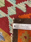27567 - Kelim Hand-Woven/Flat-Weaved/Afghan Kelim/Carpet Modern/Nomadic Authentic/Size: 9'9" x 6'5"/297cm × 196cm