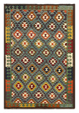 27565 - Kelim Hand-Woven/Flat-Weaved/Afghan Kelim/Carpet Modern/Nomadic Authentic/Size: 9'6" x 6'2"/290cm × 188cm