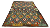 27565 - Kelim Hand-Woven/Flat-Weaved/Afghan Kelim/Carpet Modern/Nomadic Authentic/Size: 9'6" x 6'2"/290cm × 188cm