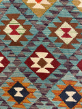 27565 - Kelim Hand-Woven/Flat-Weaved/Afghan Kelim/Carpet Modern/Nomadic Authentic/Size: 9'6" x 6'2"/290cm × 188cm