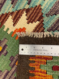 27565 - Kelim Hand-Woven/Flat-Weaved/Afghan Kelim/Carpet Modern/Nomadic Authentic/Size: 9'6" x 6'2"/290cm × 188cm