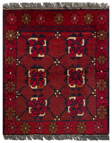 26444 - Khal Mohammad Afghan Hand-Knotted Authentic/Traditional/Rug/Size: 1'8" x 1'4"/51cm x 41cm