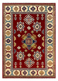 27523-Kazak Hand-Knotted/Handmade Afghan Rug/Carpet Tribal/Nomadic Authentic/ Size: 5'10" x 4'2"/178cm x 127cm