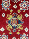 27523-Kazak Hand-Knotted/Handmade Afghan Rug/Carpet Tribal/Nomadic Authentic/ Size: 5'10" x 4'2"/178cm x 127cm