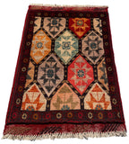 26372- Khal Mohammad Afghan Hand-Knotted Authentic/Traditional/Rug/Size: 2'0" x 1'4"