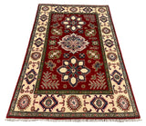 27511-Kazak Hand-Knotted/Handmade Afghan Rug/Carpet Tribal/Nomadic Authentic/ Size: 6'2" x 3'8"/188cm x 112cm