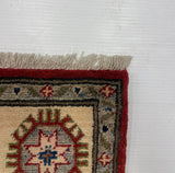 27511-Kazak Hand-Knotted/Handmade Afghan Rug/Carpet Tribal/Nomadic Authentic/ Size: 6'2" x 3'8"/188cm x 112cm