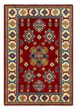 27526-Kazak Hand-Knotted/Handmade Afghan Rug/Carpet Tribal/Nomadic Authentic/ Size: 6'2" x 4'2"/188cm x 127cm