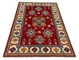 27526-Kazak Hand-Knotted/Handmade Afghan Rug/Carpet Tribal/Nomadic Authentic/ Size: 6'2" x 4'2"/188cm x 127cm