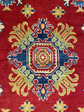 27526-Kazak Hand-Knotted/Handmade Afghan Rug/Carpet Tribal/Nomadic Authentic/ Size: 6'2" x 4'2"/188cm x 127cm