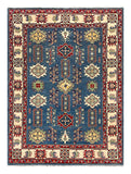 27829-Kazak Hand-Knotted/Handmade Afghan Rug/Carpet Tribal/Nomadic Authentic/ Size: 7'6" x 5'6"/229m x 168cm