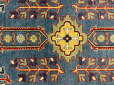 27829-Kazak Hand-Knotted/Handmade Afghan Rug/Carpet Tribal/Nomadic Authentic/ Size: 7'6" x 5'6"/229m x 168cm