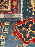 27829-Kazak Hand-Knotted/Handmade Afghan Rug/Carpet Tribal/Nomadic Authentic/ Size: 7'6" x 5'6"/229m x 168cm