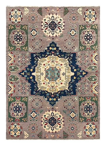 27580-Kazak Hand-Knotted/Handmade Afghan Rug/Carpet Tribal/Nomadic Authentic/ Size: 7'9" x 5'5"/236cm x 165cm