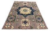 27580-Kazak Hand-Knotted/Handmade Afghan Rug/Carpet Tribal/Nomadic Authentic/ Size: 7'9" x 5'5"/236cm x 165cm