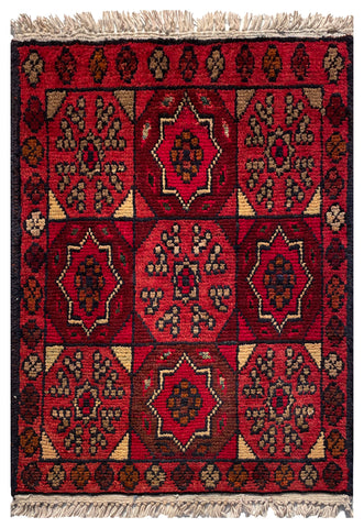 26210 - Khal Mohammad Afghan Hand-Knotted Authentic/Traditional/Rug/Size: 1'9" x 1'3"