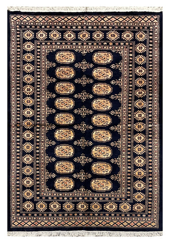 27586-Bokhara Hand-Knotted/Handmade Pakistani Rug/Carpet Tribal/Nomadic Authentic/ Size: 6'6" x 4'5"/198cm x 134cm