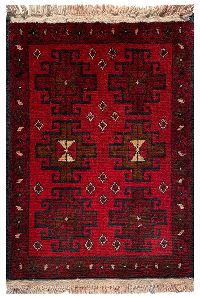 26590 - Khal Mohammad Afghan Hand-Knotted Authentic/Traditional/Rug/Size: 2'0" x 1'3"