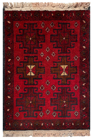 26590 - Khal Mohammad Afghan Hand-Knotted Authentic/Traditional/Rug/Size: 2'0" x 1'3"/61cm x 38cm