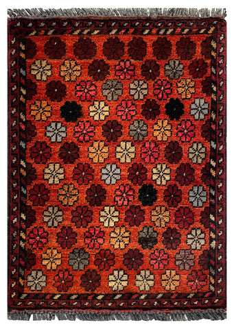 26195 - Khal Mohammad Afghan Hand-Knotted Authentic/Traditional/Rug/Size: 2'0" x 1'4"