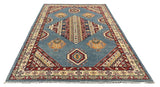 27941-Royal Kazak Hand-Knotted/Handmade Afghan Rug/Carpet Tribal/Nomadic Authentic/ Size: 9'2" x 6'1"/279m x 185cm