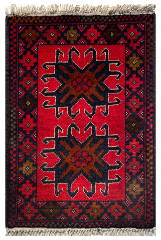26204 - Khal Mohammad Afghan Hand-Knotted Authentic/Traditional/Rug/Size: 2'0" x 1'3"
