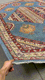 27941-Royal Kazak Hand-Knotted/Handmade Afghan Rug/Carpet Tribal/Nomadic Authentic/ Size: 9'2" x 6'1"/279m x 185cm