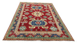 27924-Royal Kazak Hand-Knotted/Handmade Afghan Rug/Carpet Tribal/Nomadic Authentic/ Size: 9'4" x 6'3"/284m x 191cm