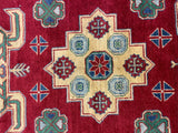 27924-Royal Kazak Hand-Knotted/Handmade Afghan Rug/Carpet Tribal/Nomadic Authentic/ Size: 9'4" x 6'3"/284m x 191cm