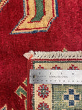 27924-Royal Kazak Hand-Knotted/Handmade Afghan Rug/Carpet Tribal/Nomadic Authentic/ Size: 9'4" x 6'3"/284m x 191cm